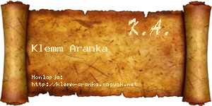 Klemm Aranka névjegykártya